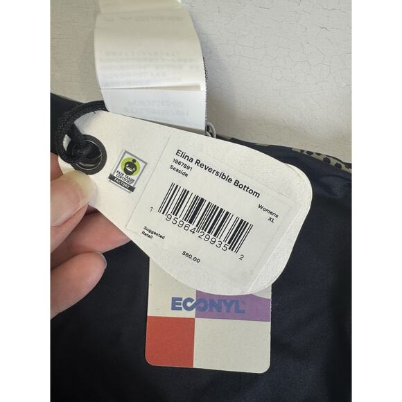 Prana Swimsuit Bottom XL Seaside Green Camo Elina Revsible to Black Fair Trade - Picture 7 of 8